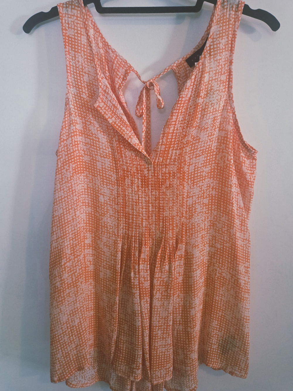 Sanctuary Orange and White Printed Sleeveless Tie Back Top - Size XS